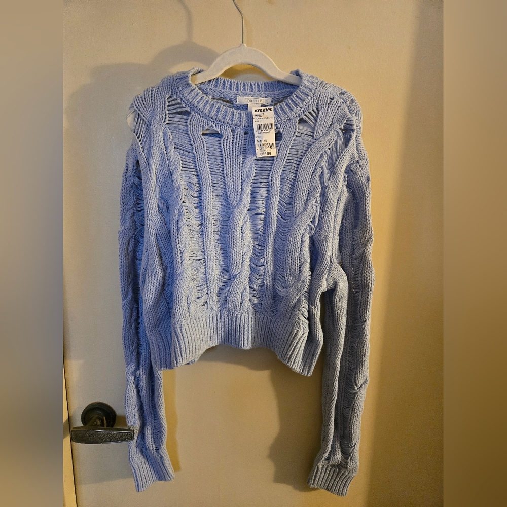 NWT Full Tilt Sky Blue Cable Knit Sweater